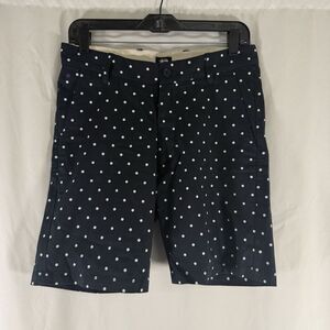 Stussy Shorts Men's 30 Blue Polka Dot Chino Flat Front Slit Pockets Cotton 8" In